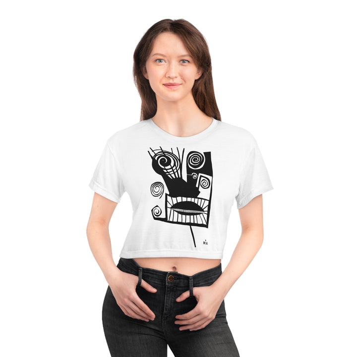 Abstract All Over Prints - Abstract Black & White Face Crop Tee — Gunter Minimalist Graphic Art Top at Miami Abstract Inc.