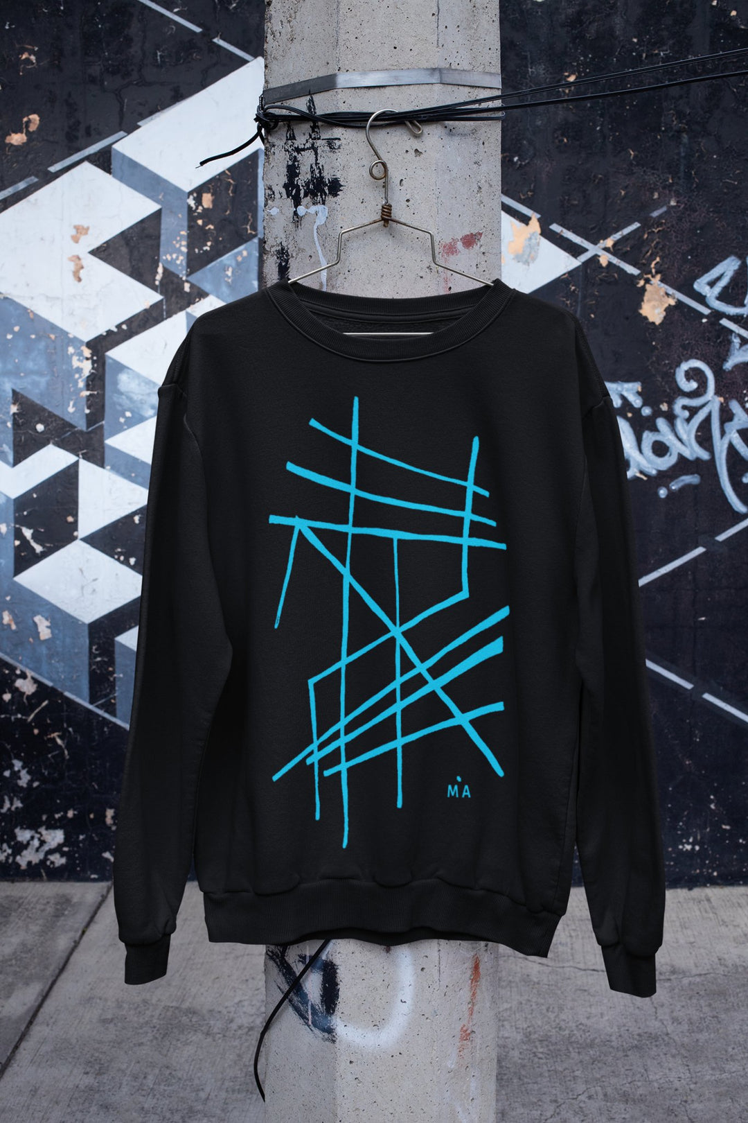 Abstract Sweatshirt - Abstract Sweatshirt Clamus in Black or White Cotton Blend at Miami Abstract Inc.