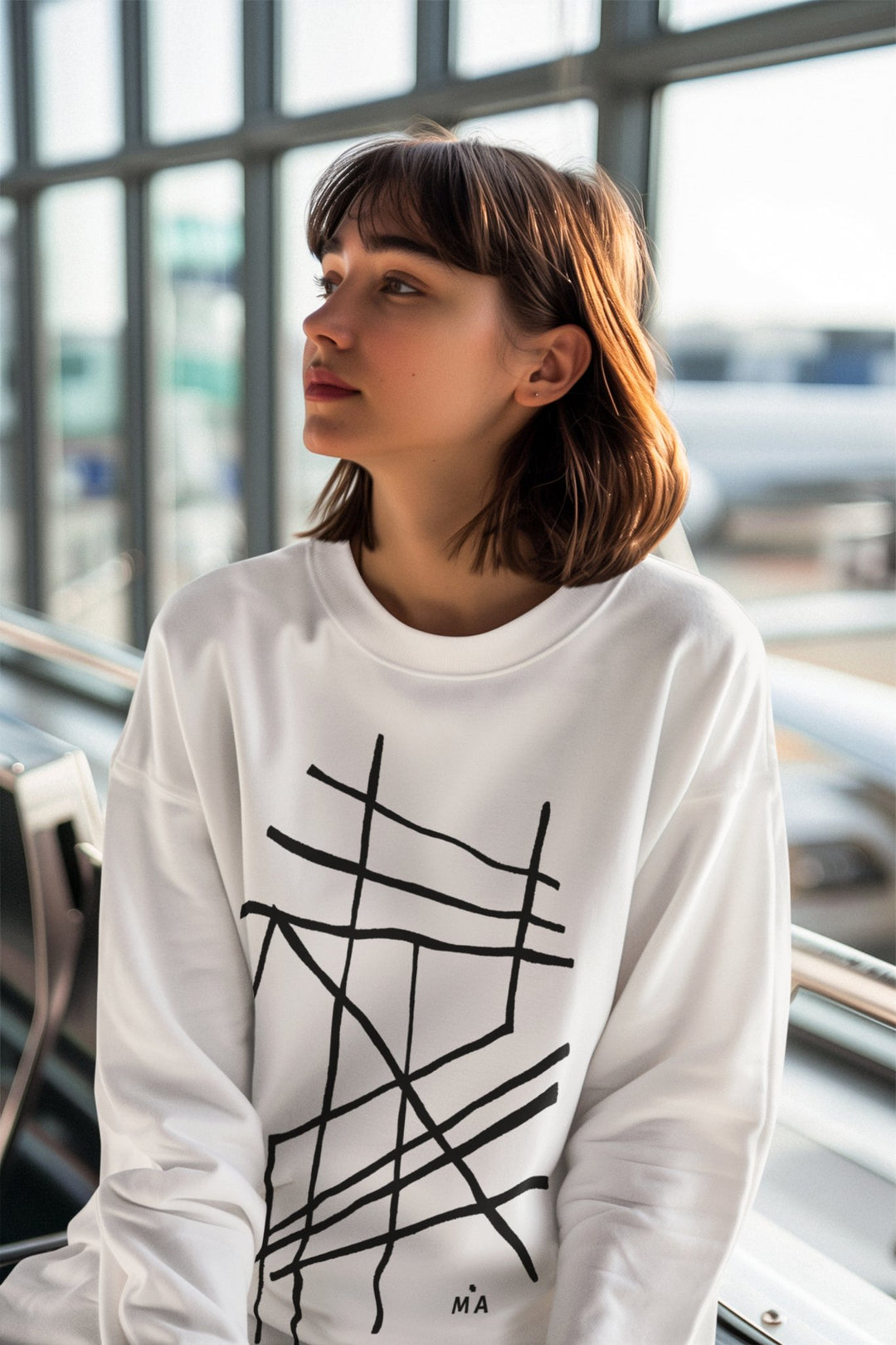 Abstract Sweatshirt - Abstract Sweatshirt Clamus in Black or White Cotton Blend at Miami Abstract Inc.