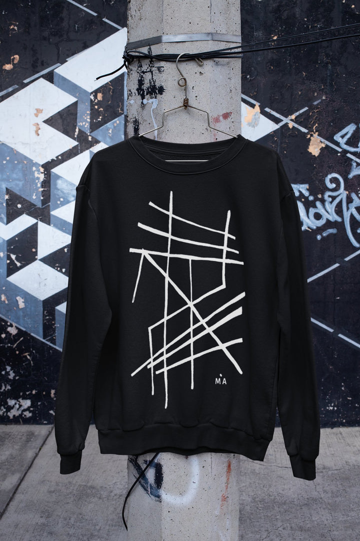 Abstract Sweatshirt - Abstract Sweatshirt Clamus in Black or White Cotton Blend at Miami Abstract Inc.