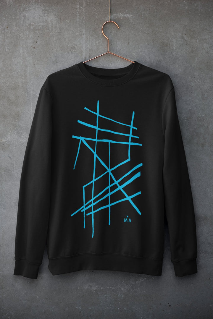 Abstract Sweatshirt - Abstract Sweatshirt Clamus in Black or White Cotton Blend at Miami Abstract Inc.