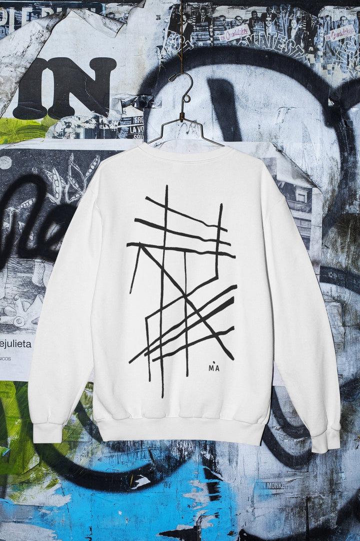 Abstract Sweatshirt - Abstract Sweatshirt Clamus in Black or White Cotton Blend at Miami Abstract Inc.