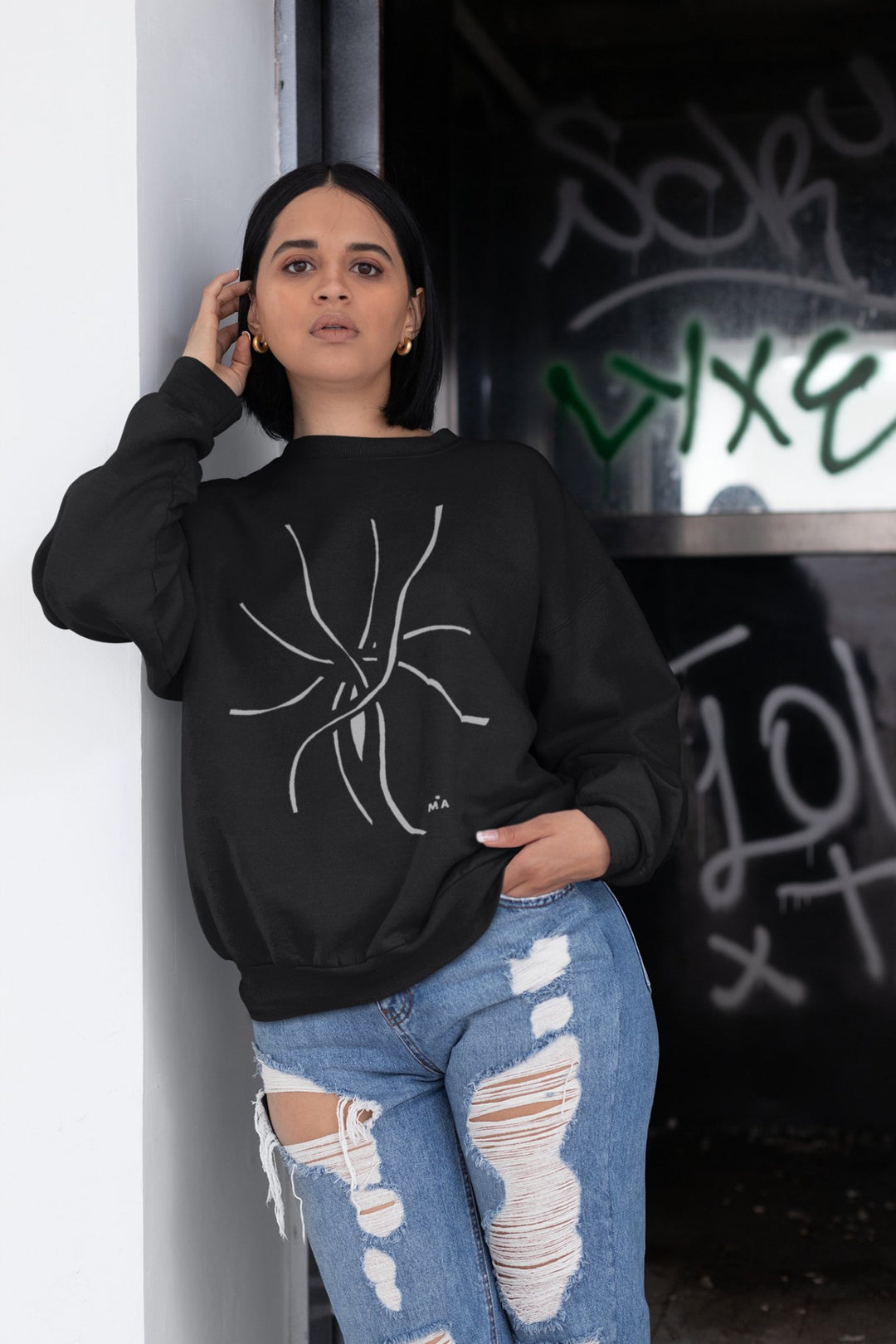 Abstract Sweatshirt - Abstract Sweatshirt NGU in Black Cotton Blend at Miami Abstract Inc.