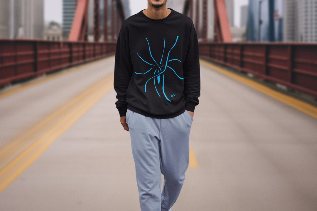 Abstract Sweatshirt - Abstract Sweatshirt NGU in Black Cotton Blend at Miami Abstract Inc.