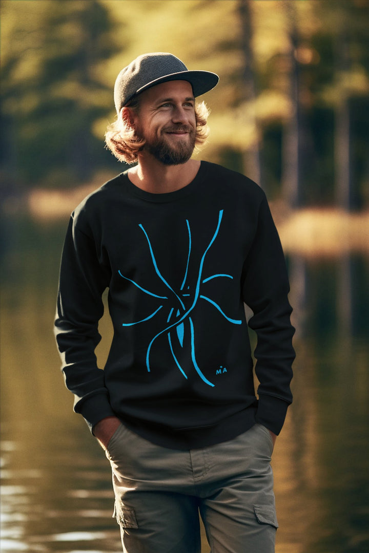 Abstract Sweatshirt - Abstract Sweatshirt NGU in Black Cotton Blend at Miami Abstract Inc.