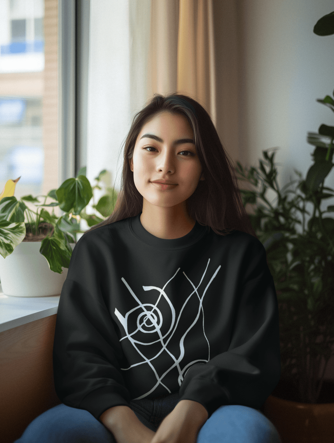 Abstract Sweatshirt - Abstract Sweatshirt Siv in Black Cotton Blend at Miami Abstract Inc.