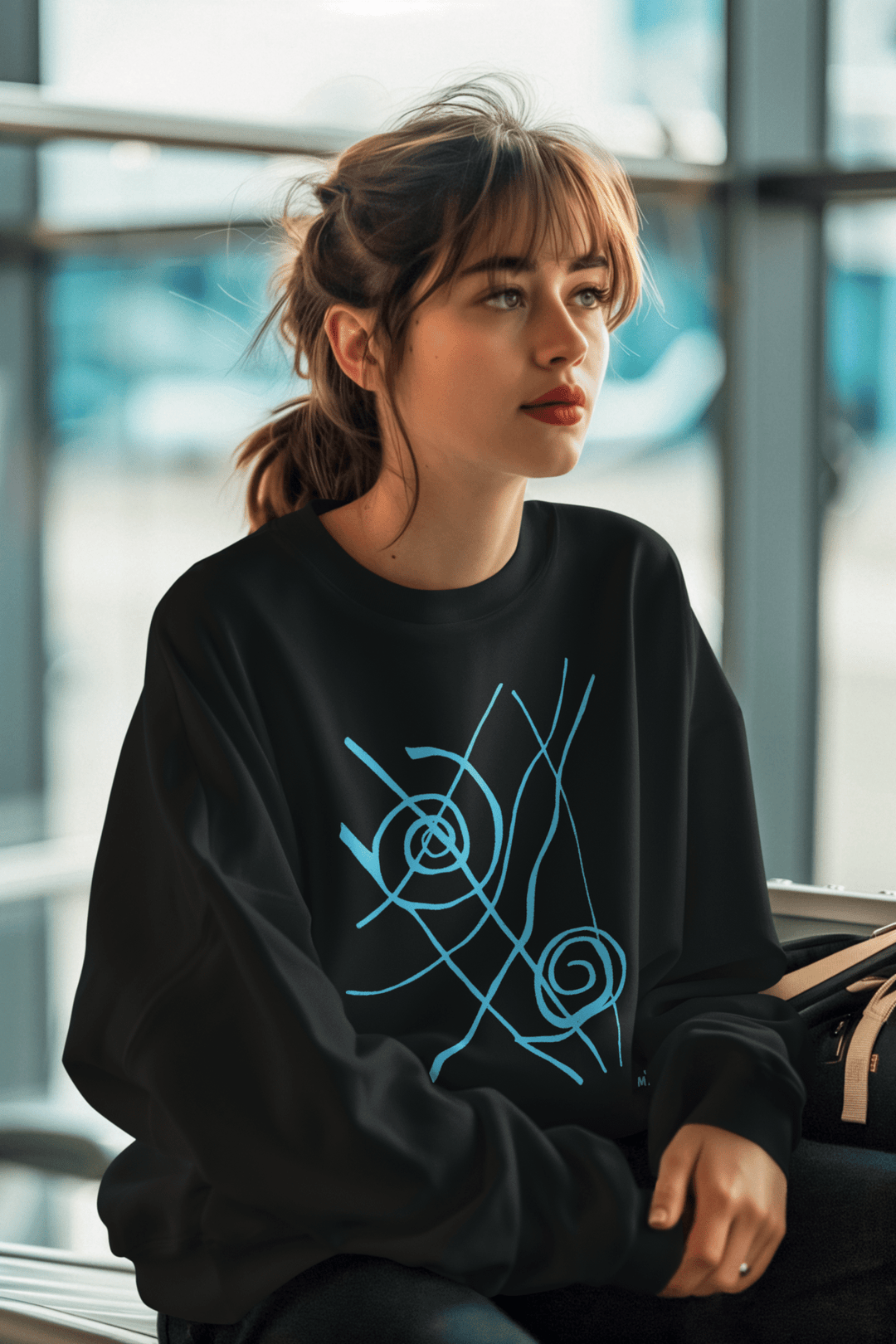 Abstract Sweatshirt - Abstract Sweatshirt Siv in Black Cotton Blend at Miami Abstract Inc.