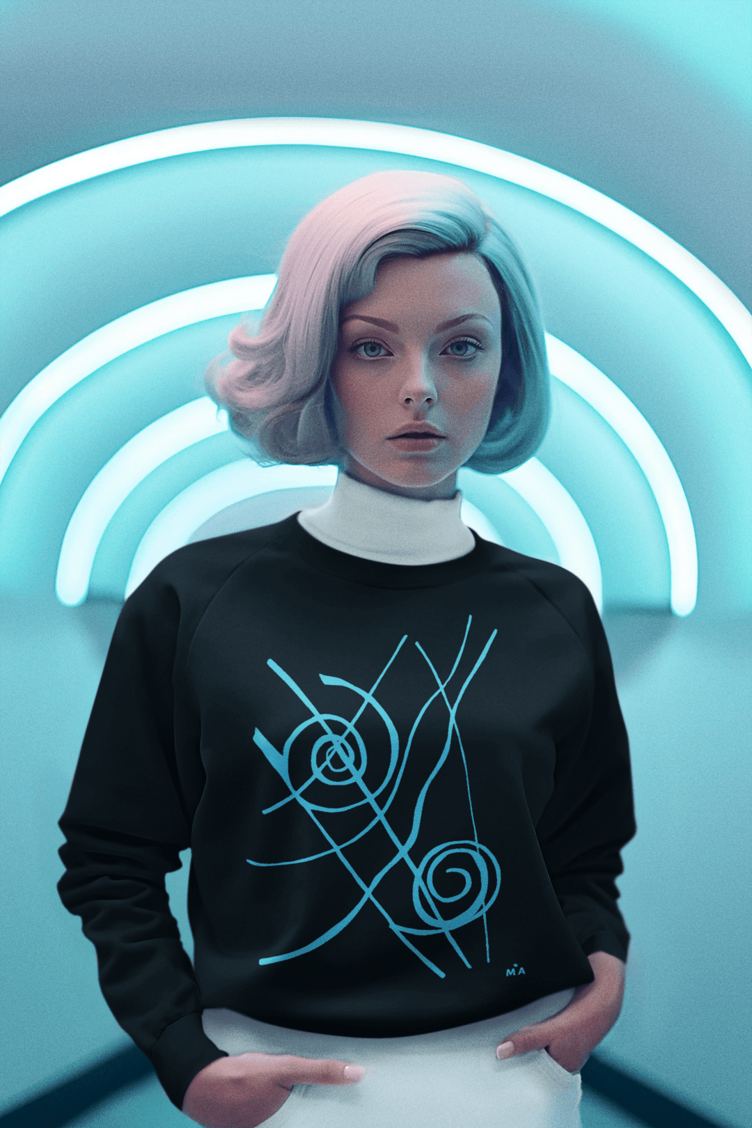 Abstract Sweatshirt - Abstract Sweatshirt Siv in Black Cotton Blend at Miami Abstract Inc.