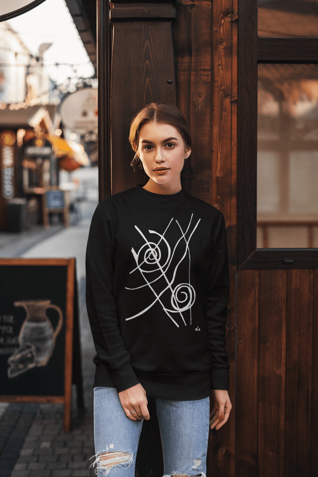 Abstract Sweatshirt - Abstract Sweatshirt Siv in Black Cotton Blend at Miami Abstract Inc.