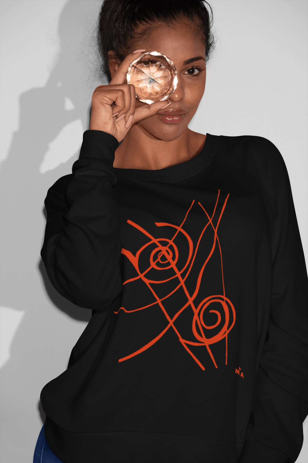 Abstract Sweatshirt - Abstract Sweatshirt Siv in Black Cotton Blend at Miami Abstract Inc.