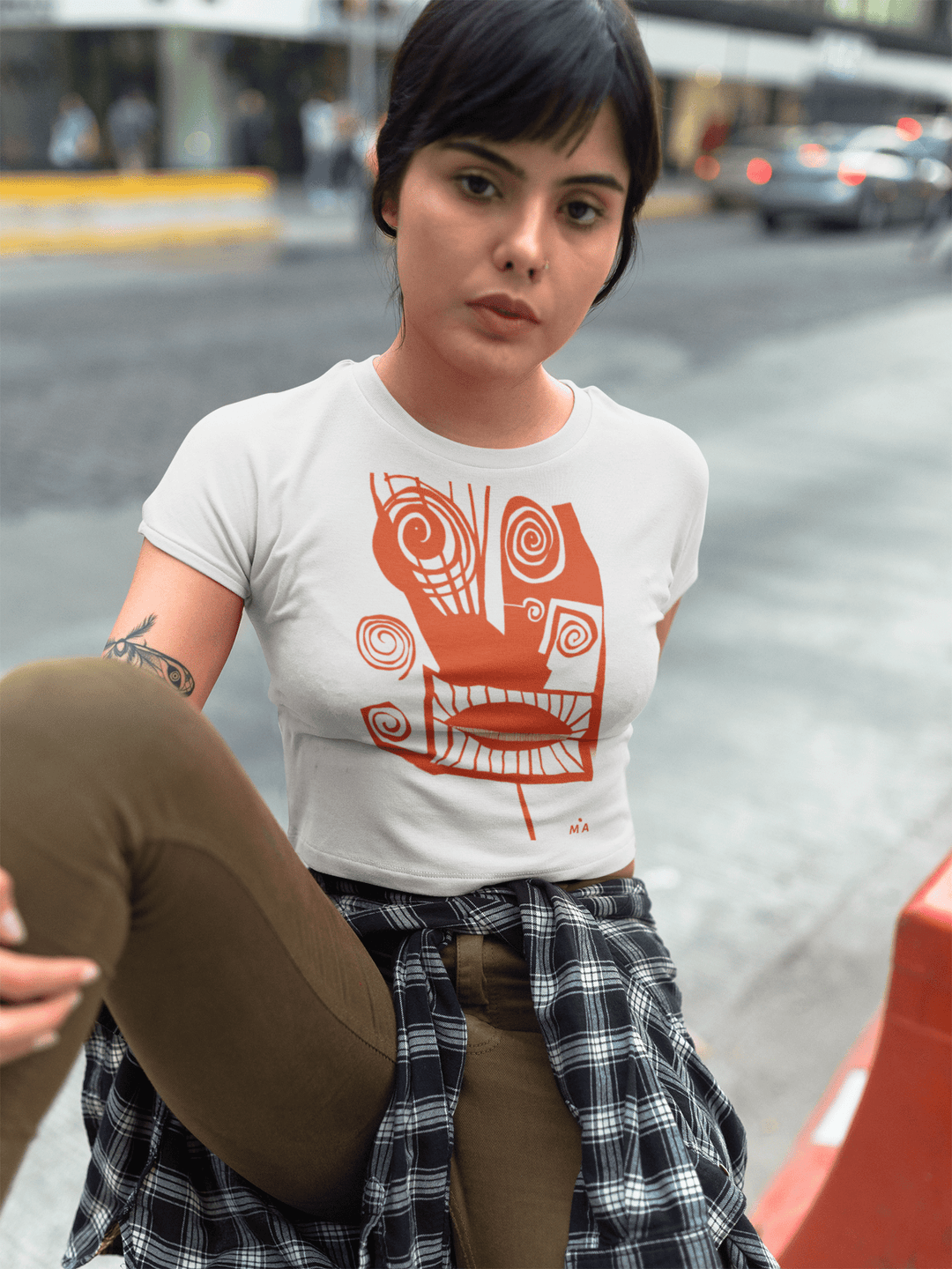 Abstract T-Shirt - Abstract Crop Tee — Gunter Minimalist Graphic Art Top at Miami Abstract Inc.