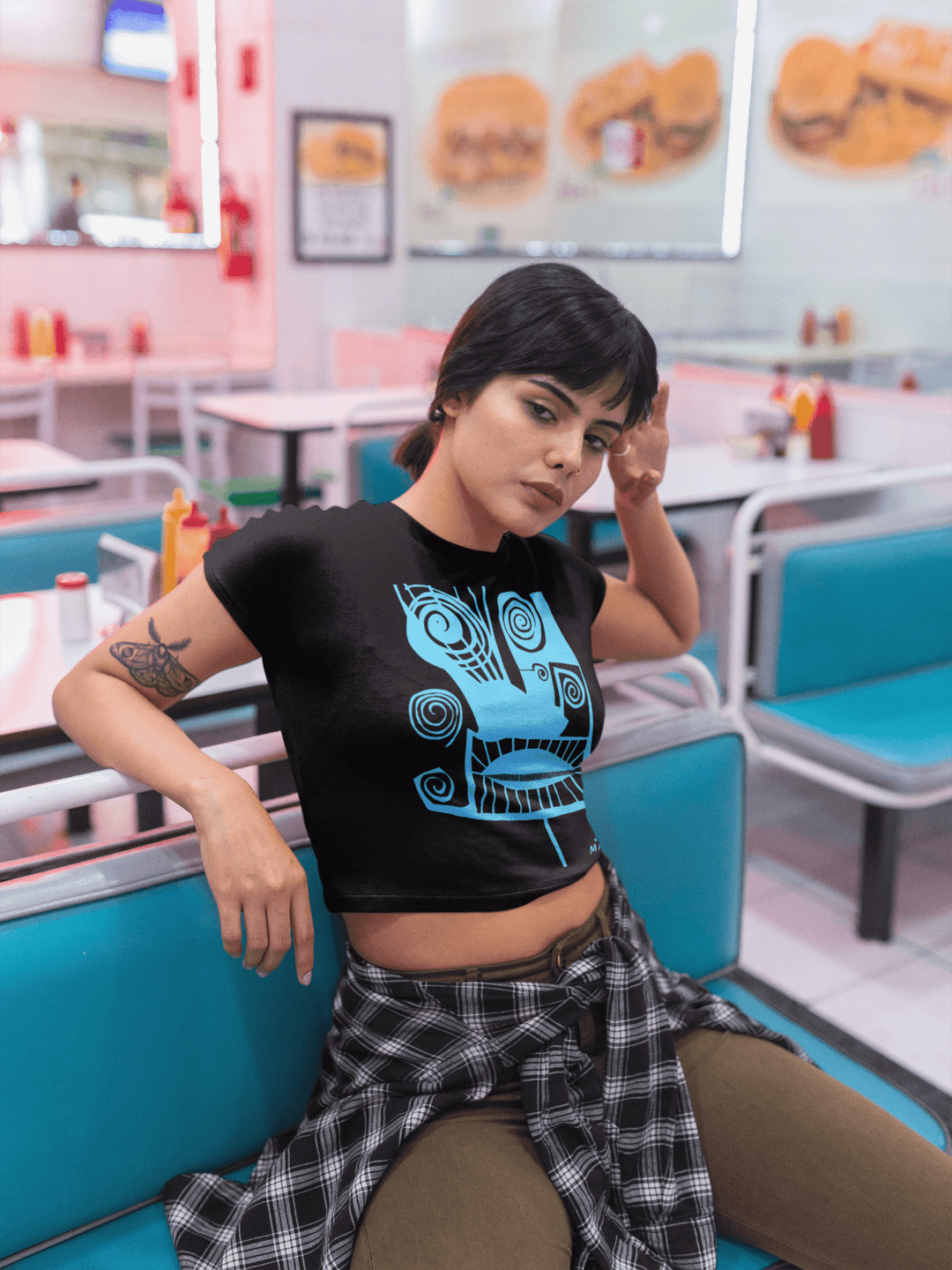 Abstract T-Shirt - Abstract Crop Tee — Gunter Minimalist Graphic Art Top at Miami Abstract Inc.