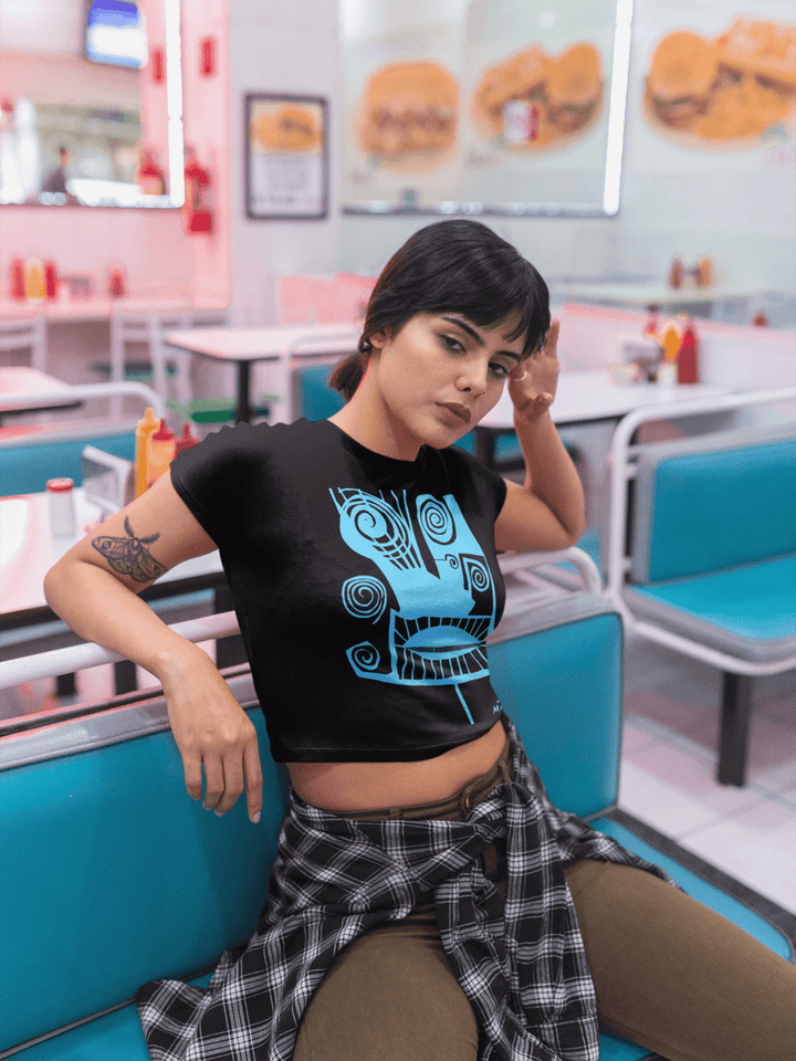 Abstract T-Shirt - Abstract Crop Tee — Gunter Minimalist Graphic Art Top at Miami Abstract Inc.
