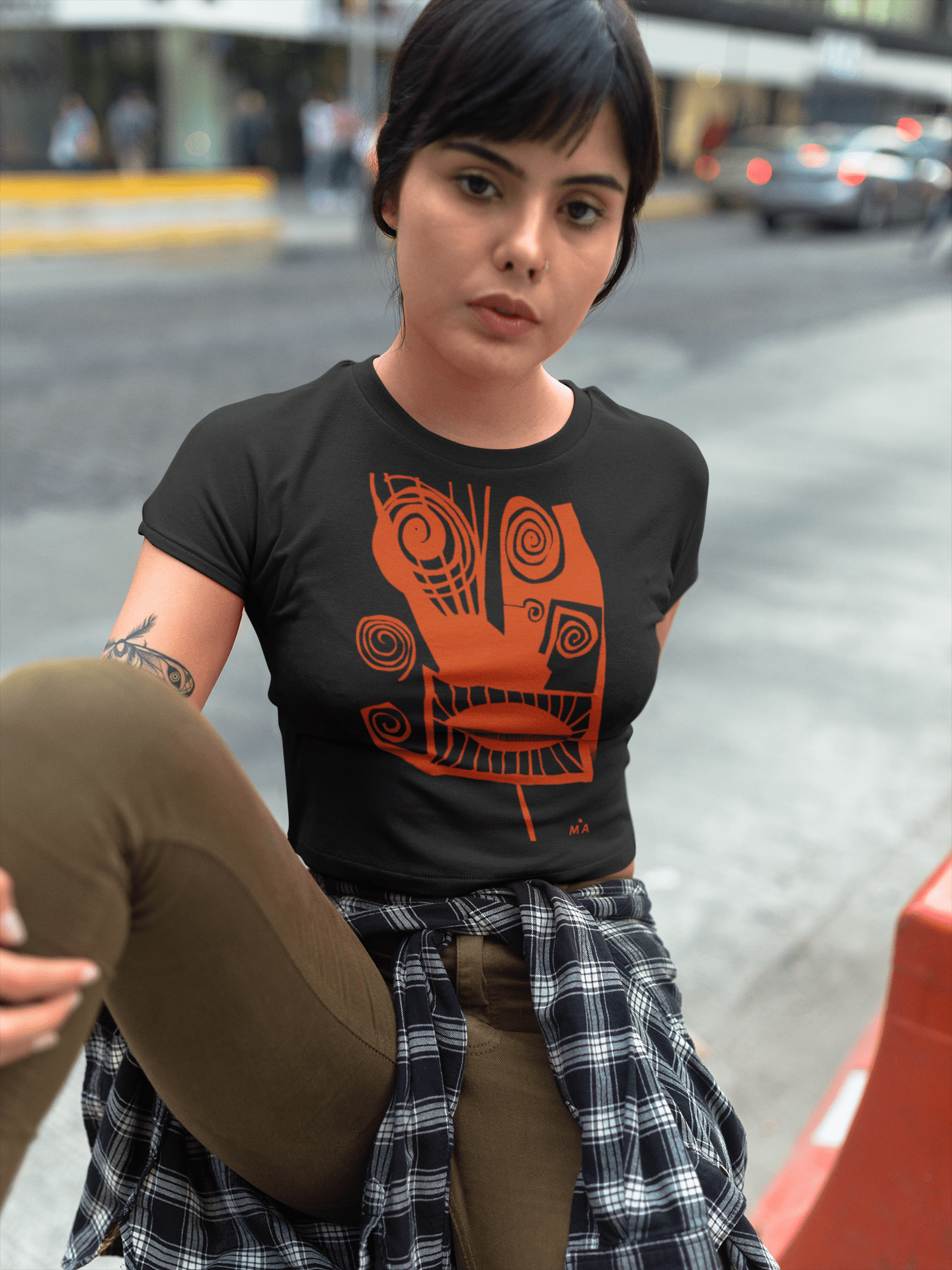 Abstract T-Shirt - Abstract Crop Tee — Gunter Minimalist Graphic Art Top at Miami Abstract Inc.