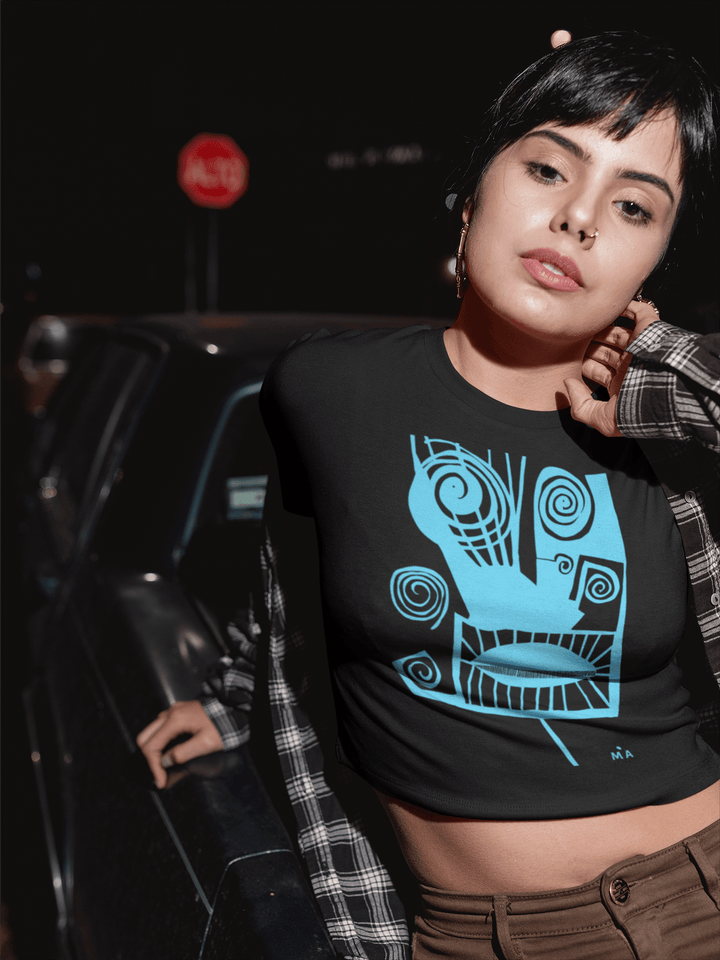 Abstract T-Shirt - Abstract Crop Tee — Gunter Minimalist Graphic Art Top at Miami Abstract Inc.