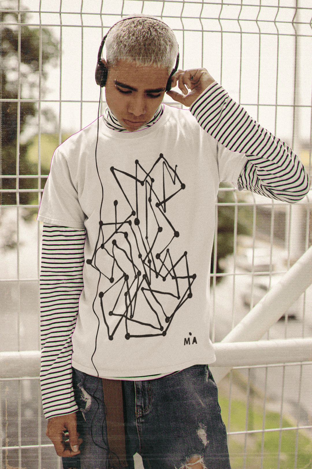 Abstract T-Shirt - Abstract T-Shirt MBC Color Fill in Black or White Cotton or Polyester at Miami Abstract Inc.