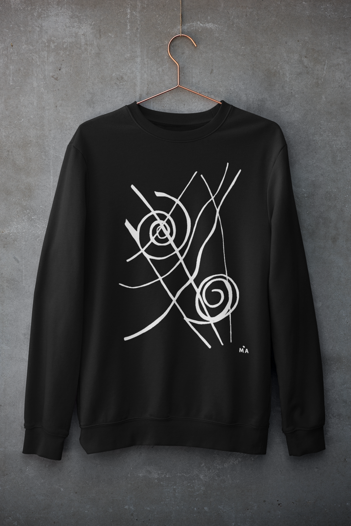 Abstract Sweatshirt Siv in Black Cotton Blend