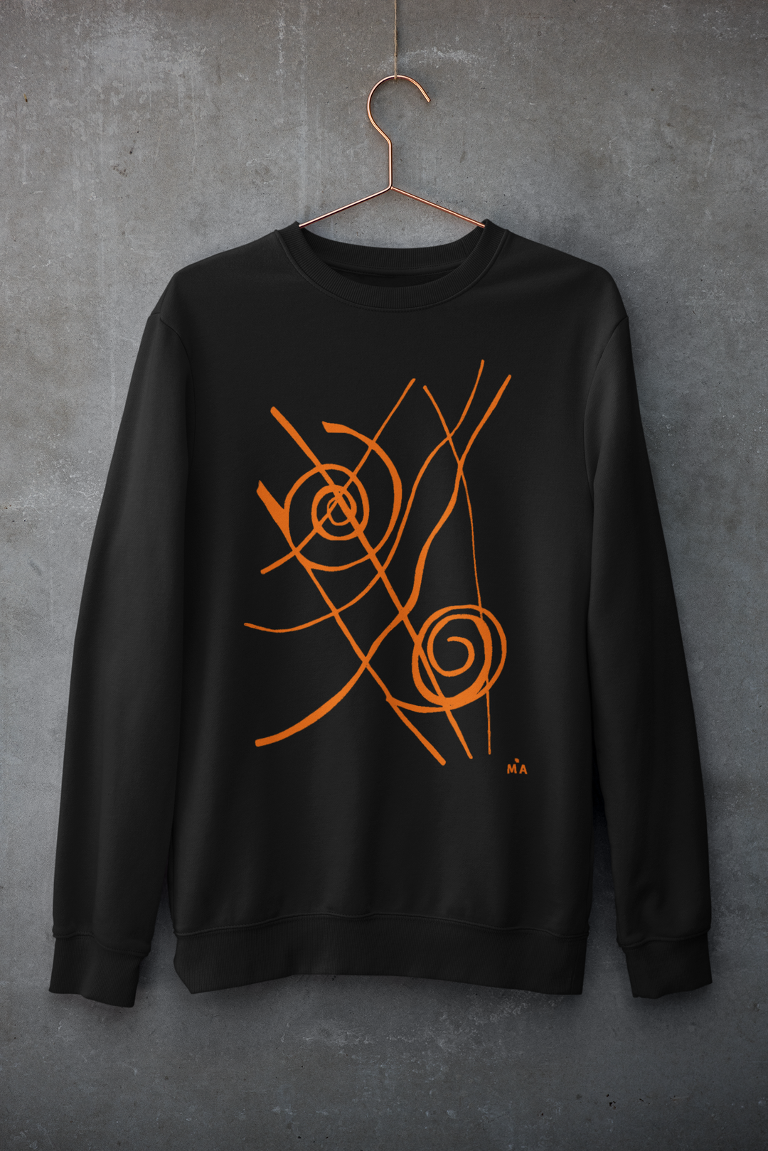 Abstract Sweatshirt Siv in Black Cotton Blend