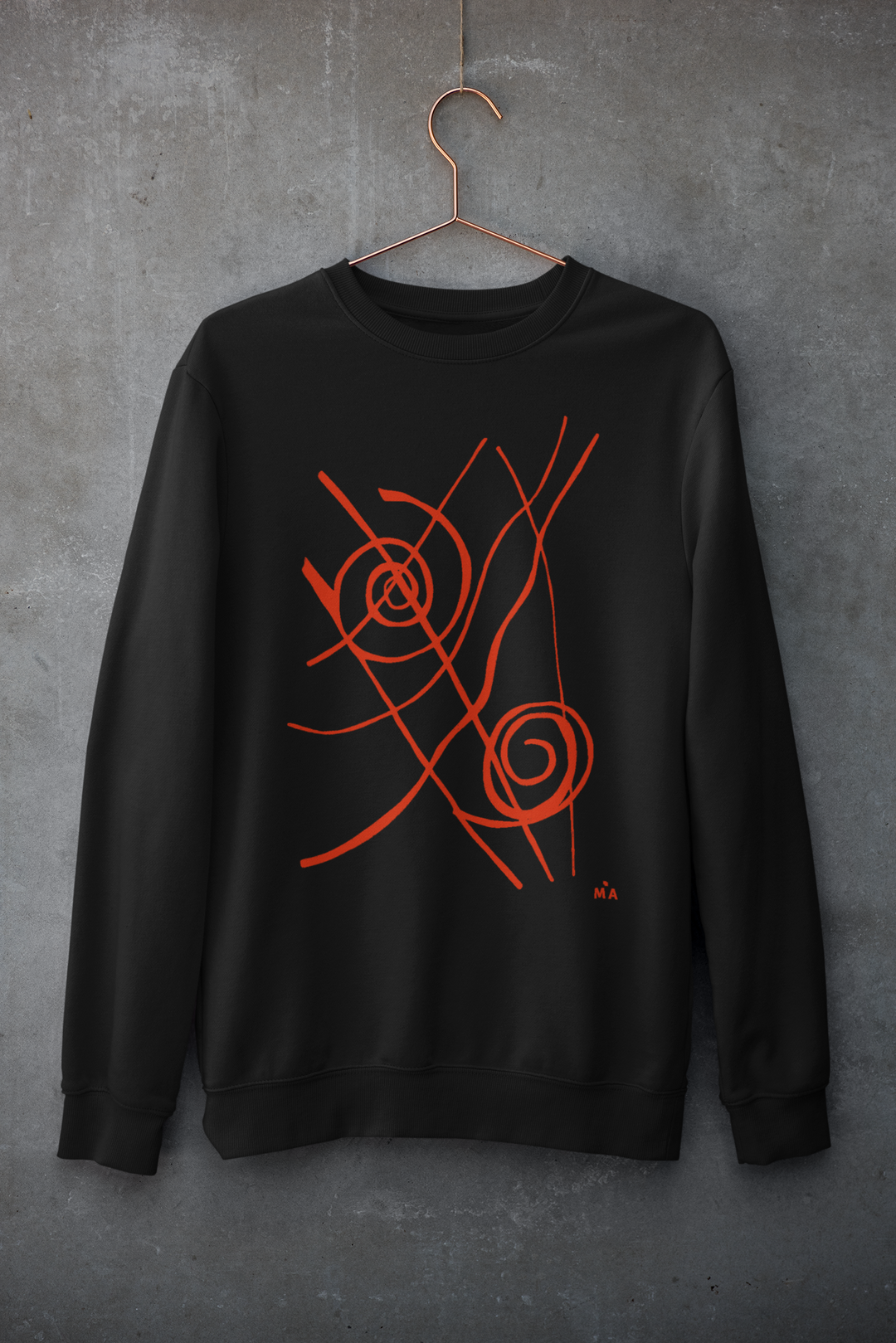 Abstract Sweatshirt Siv in Black Cotton Blend